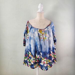 ENTRO OFF SHOULDER TOP FULLY LINED ADJUSTABLE STRAPS BELL SLEEVES SIZE MEDIUM